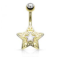 Piercing nombril étoile filigrane plaqué or