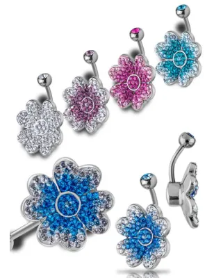 Piercing nombril Crystal Evolution Swarovski fleur de trèfle