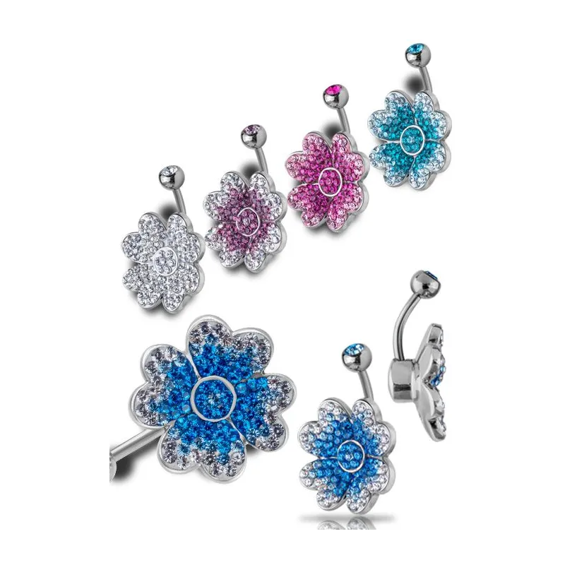 Piercing nombril Crystal Evolution Swarovski fleur de trèfle