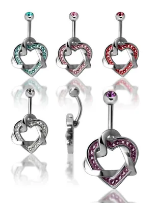 Piercing nombril Crystal Evolution Swarovski Coeurs entrelacés
