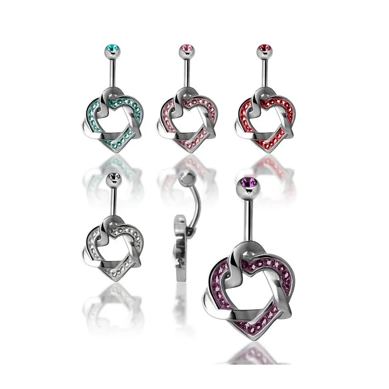 Piercing nombril Crystal Evolution Swarovski Coeurs entrelacés