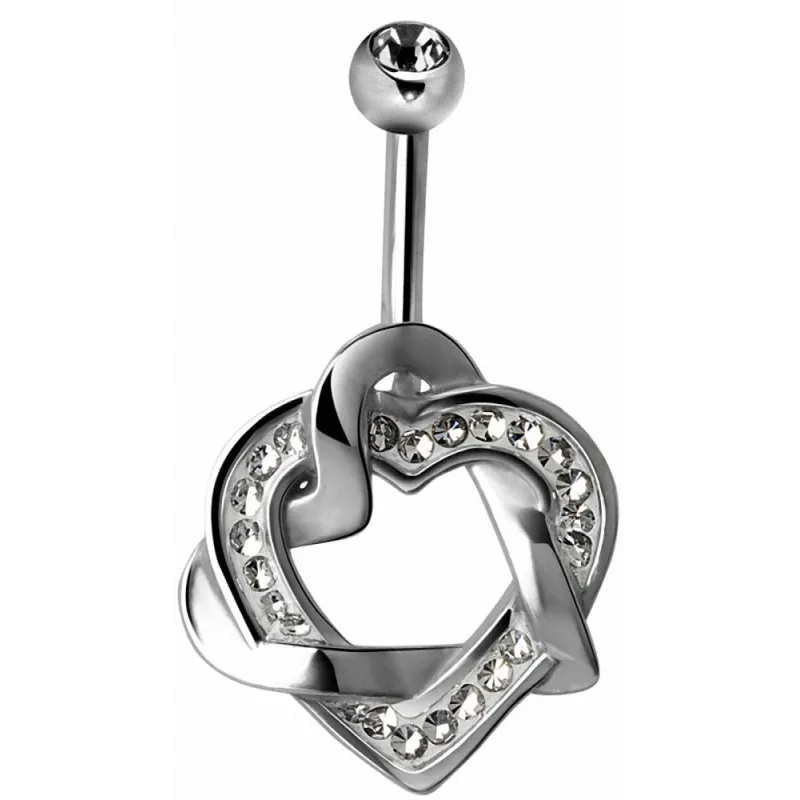 Piercing nombril Crystal Evolution Swarovski Coeurs entrelacés