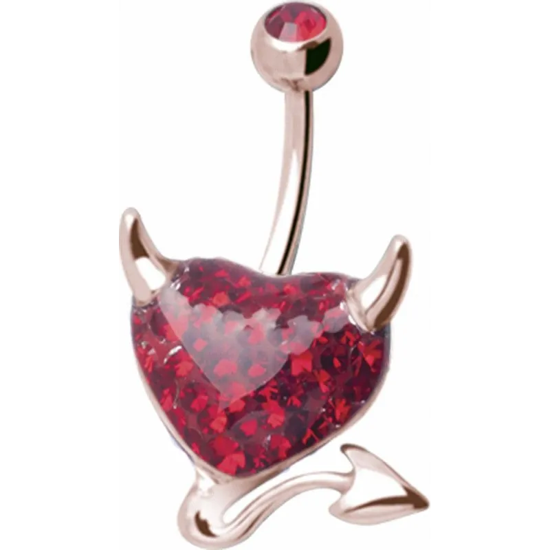 Piercing nombril Crystal Evolution Swarovski Or Rose Coeur Endiablé
