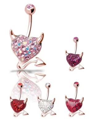 Piercing nombril Crystal Evolution Swarovski Or Rose Coeur Endiablé