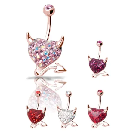 Piercing nombril Crystal Evolution Swarovski Or Rose Coeur Endiablé