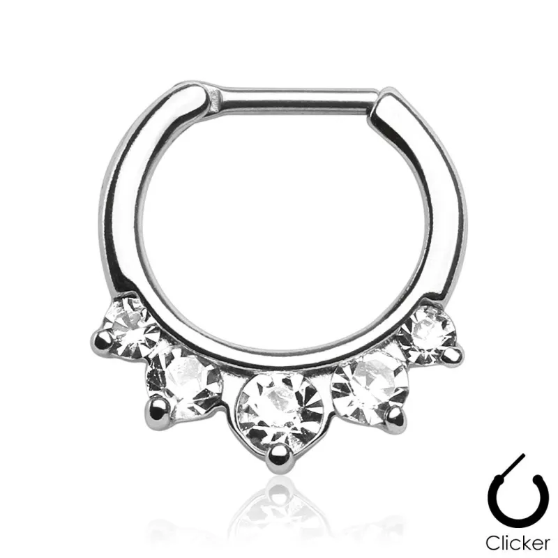 Piercing septum cinq gemmes blancs Piercing septum cinq gemmes blancs