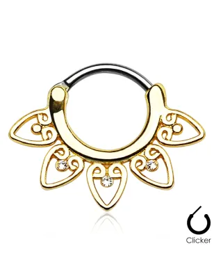 Piercing septum tribal doré