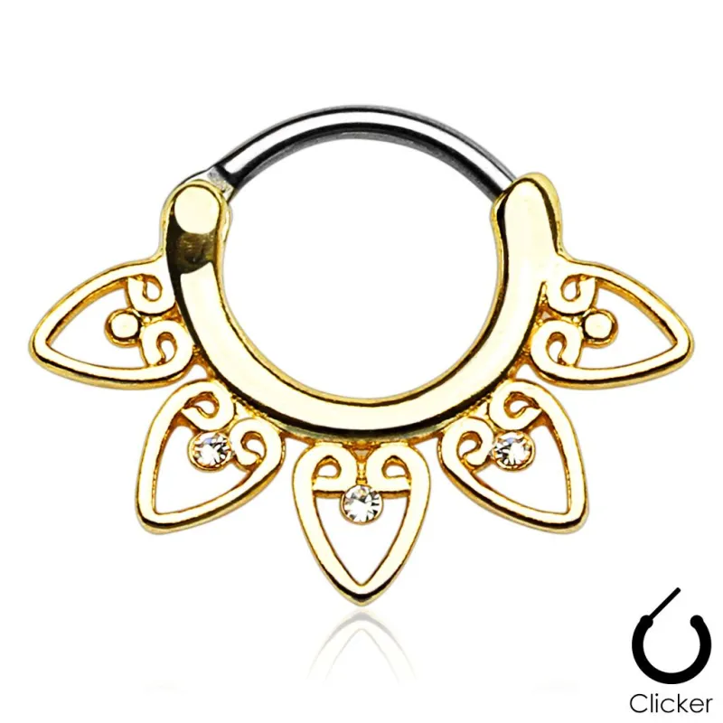 Piercing septum tribal doré