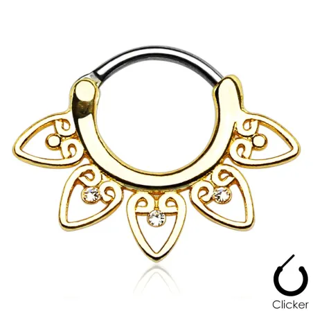 Piercing septum tribal doré