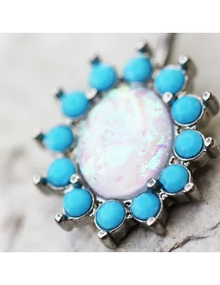 Piercing nombril opale blanche et turquoise