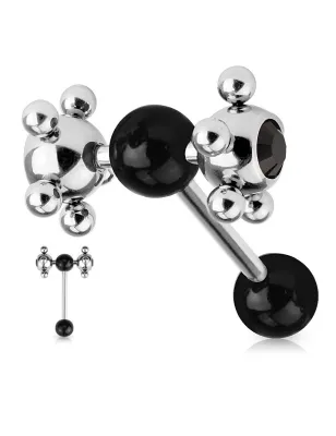 Piercing langue multi billes noir