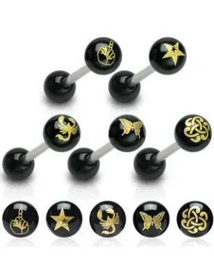 Piercing langue acrylique symbole