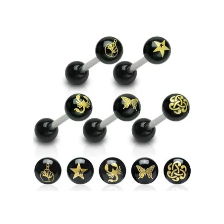 Piercing langue acrylique symbole