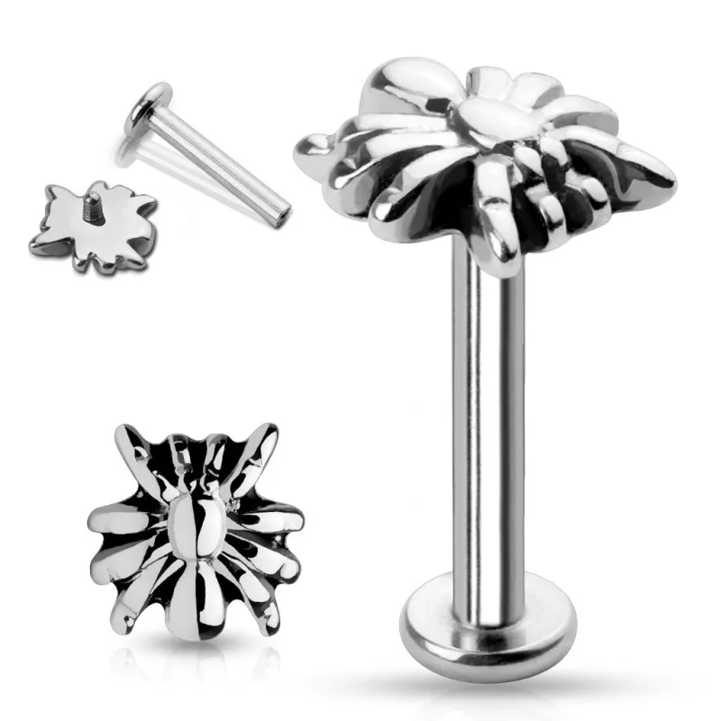 Piercing labret lèvre araignée