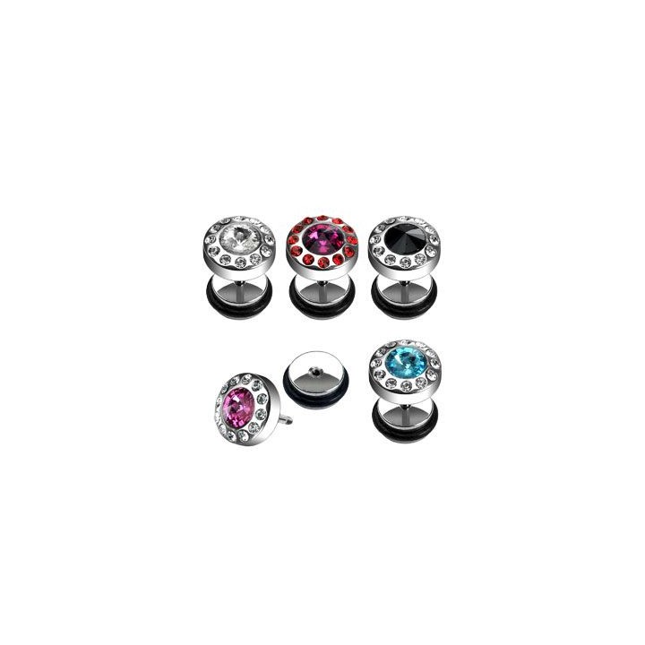 Piercing faux plug gemme et strass