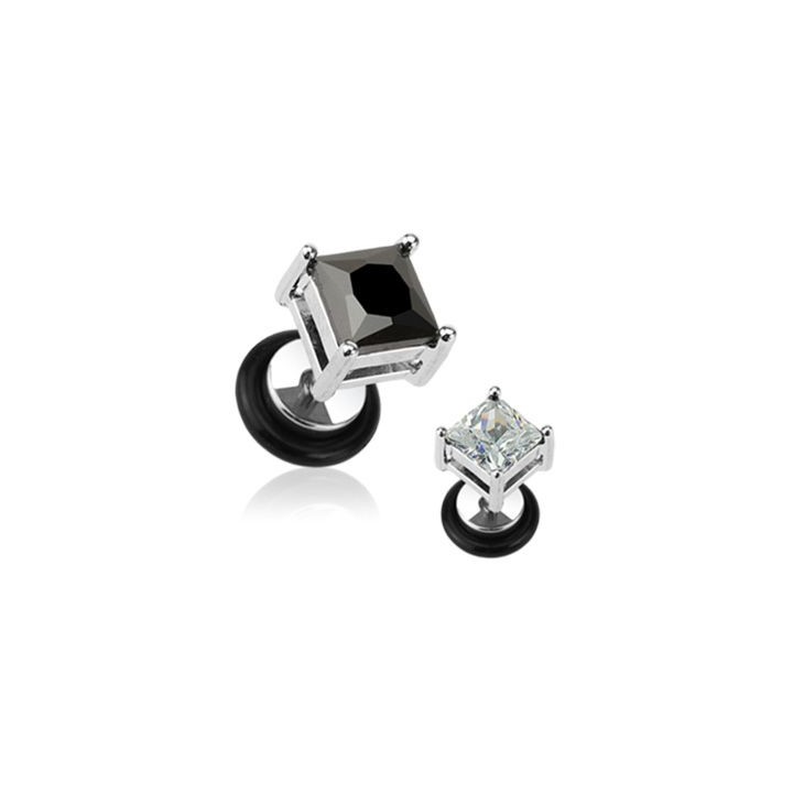 Piercing faux plug gemme carré