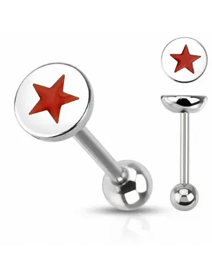 Piercing langue étoile rouge