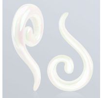Piercing écarteur spirale blanc perlé