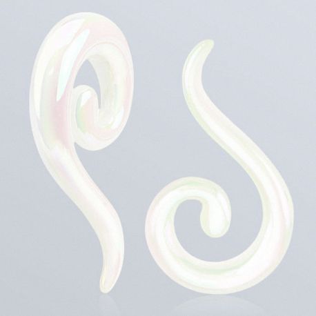 Piercing écarteur spirale blanc perlé