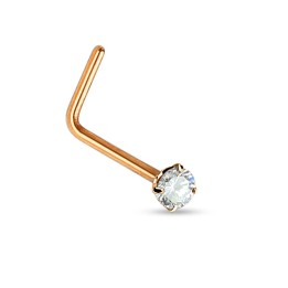 Piercing nez tige L or rose strass