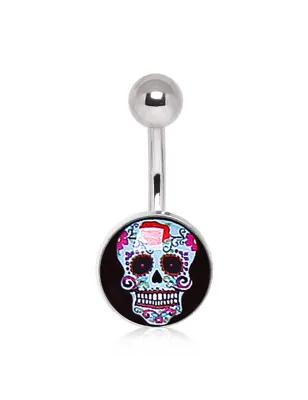 Piercing nombril sugar skull