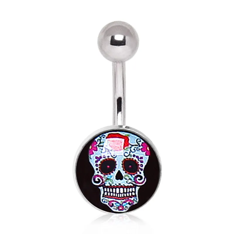 Piercing nombril sugar skull