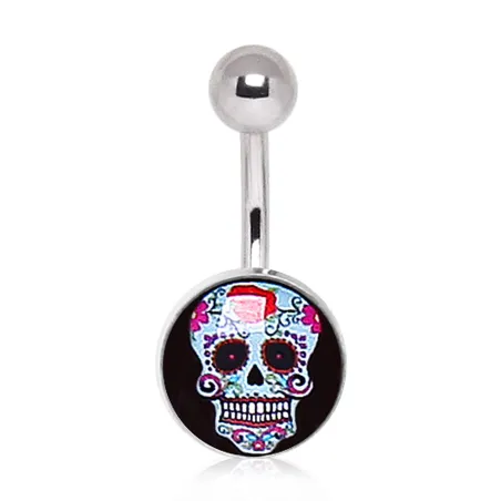 Piercing nombril sugar skull
