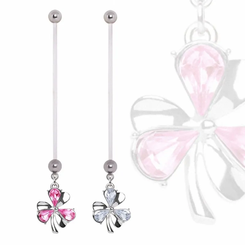 Piercing nombril de grossesse trèfle