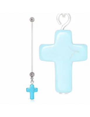 Piercing nombril de grossesse croix turquoise