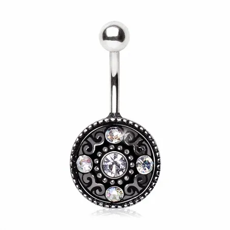 Piercing nombril bouclier antique