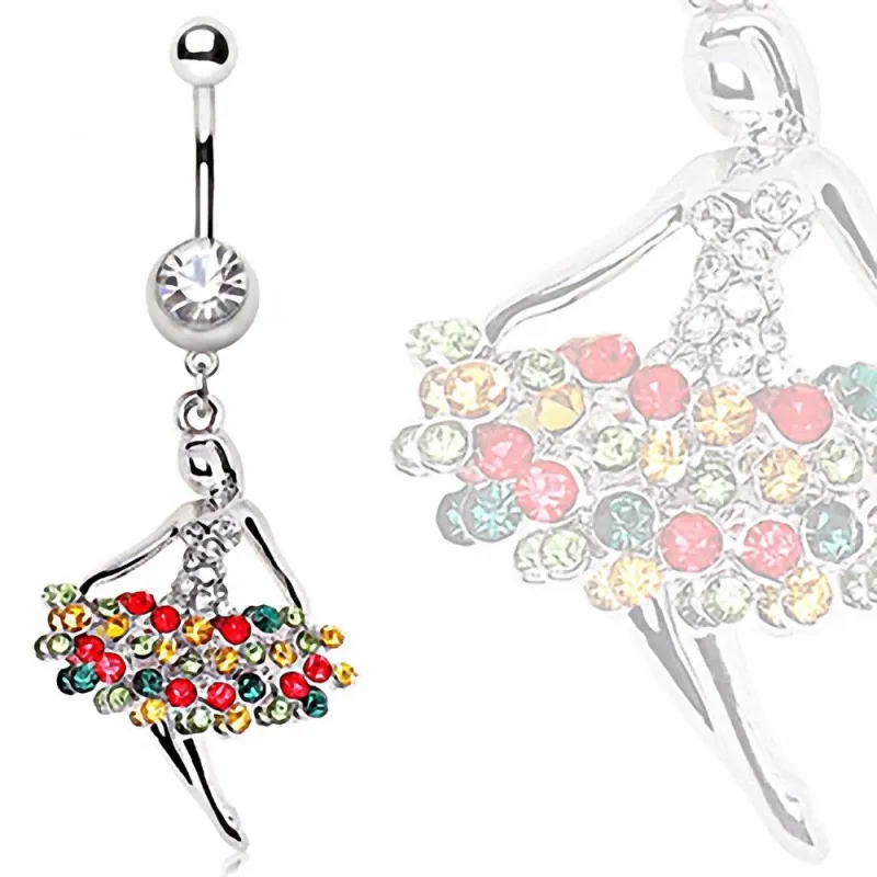 Piercing nombril ballerine strass