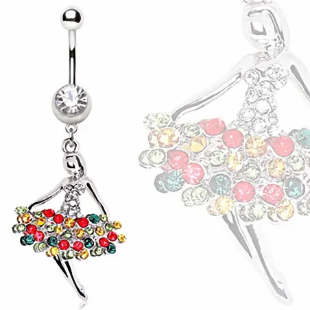 Piercing nombril ballerine strass