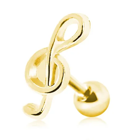Piercing cartilage plaqué or clef de sol
