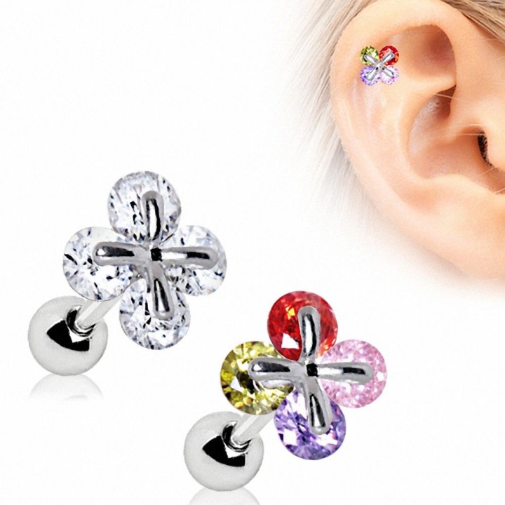 Piercing cartilage trèfle à quatre feuilles royal gemmes