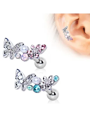 Piercing cartilage hélix papillon sur branche