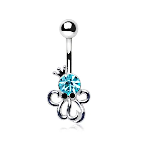 Piercing nombril pieuvre turquoise