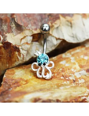 Piercing nombril pieuvre turquoise
