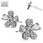Paire boucles d'oreille argent fleur pavée