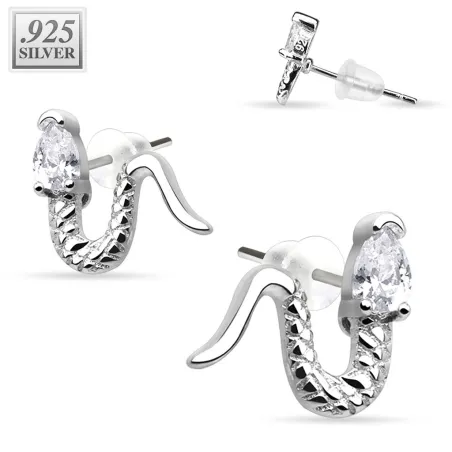 Paire boucles d'oreille argent serpent