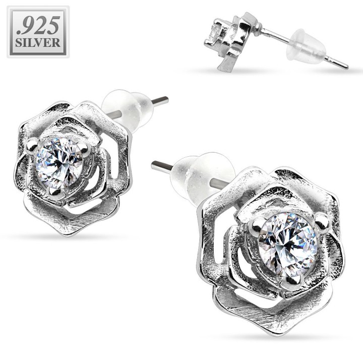 Paire boucles d'oreille argent rose