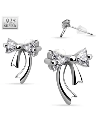 Paire boucles d'oreille argent ruban