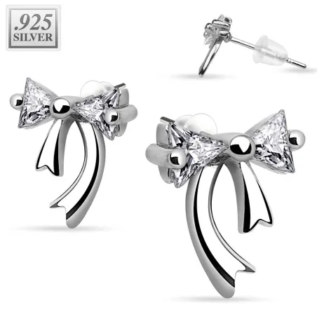 Paire boucles d'oreille argent ruban