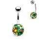 Piercing nombril cristaux vert et topaze