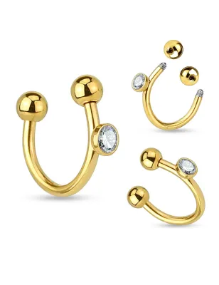 Piercing fer à cheval doré crystal