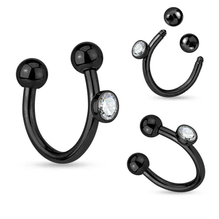 Piercing fer à cheval noir crystal