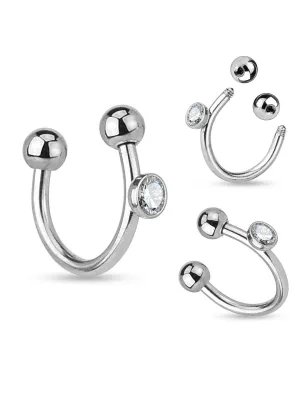 Piercing fer à cheval argenté crystal