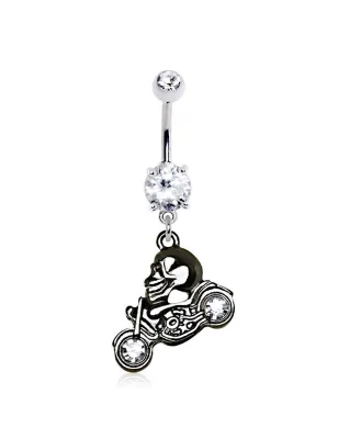 Piercing nombril skull moto