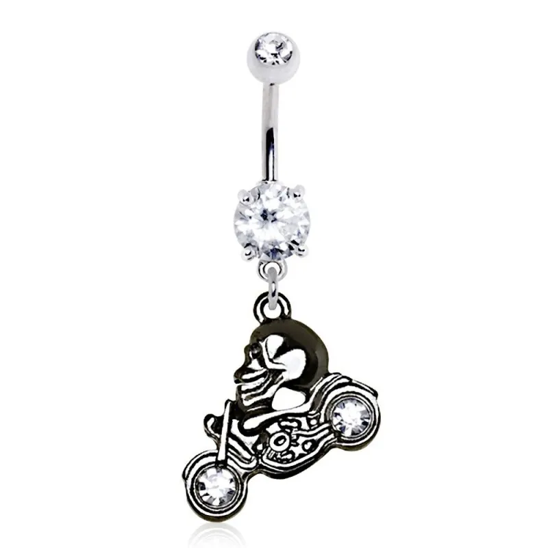 Piercing nombril skull moto