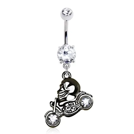 Piercing nombril skull moto