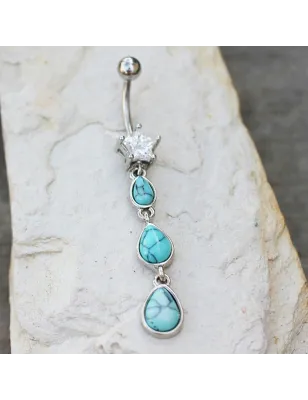 Piercing nombril étoile triple turquoise